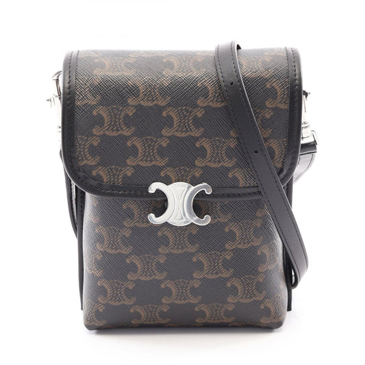 CELINE Vertical Pouch Soft Triomphe Shoulder Bag Black