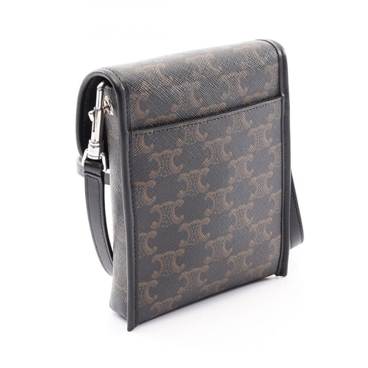 CELINE Vertical Pouch Soft Triomphe Shoulder Bag Black