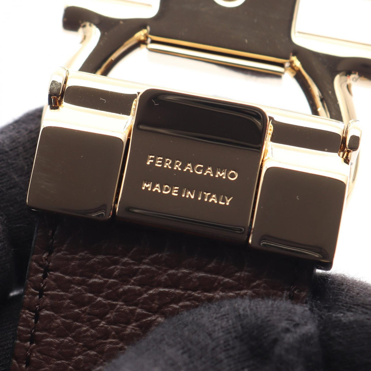 Salvatore Ferragamo Gancini Leather Belt Black Size 95