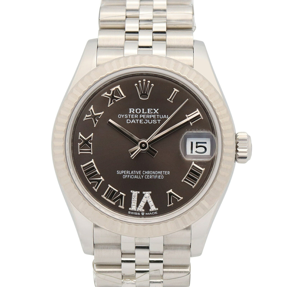 ROLEX Datejust VI Diamond Watch 18K WG/Steel Gray