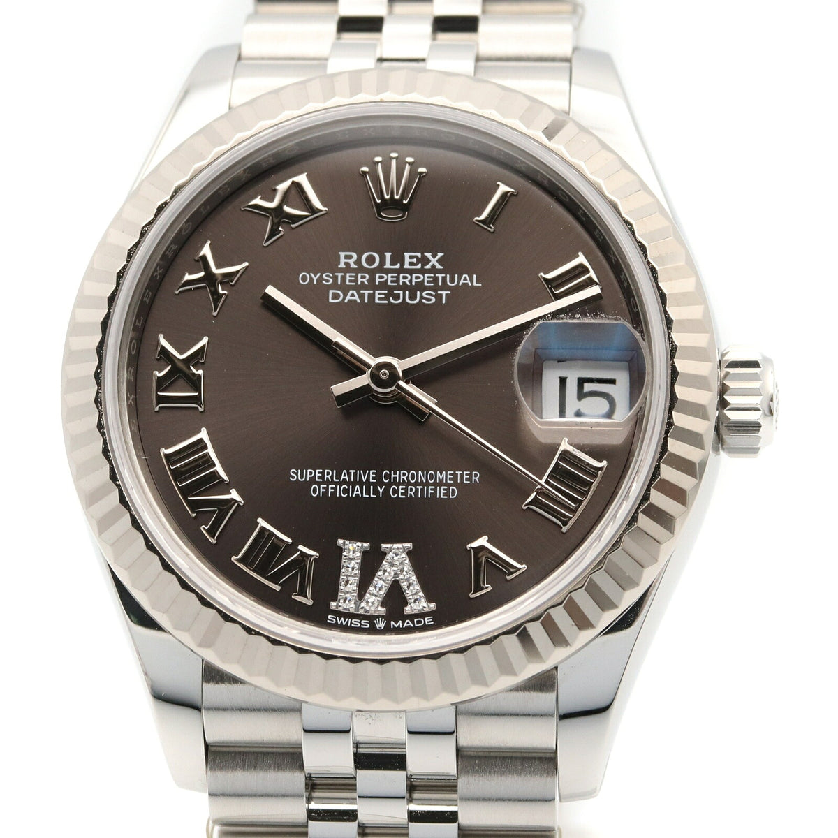 ROLEX Datejust VI Diamond Watch 18K WG/Steel Gray