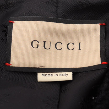 GUCCI Interlocking G Button Tweed Collarless Jacket Size 38