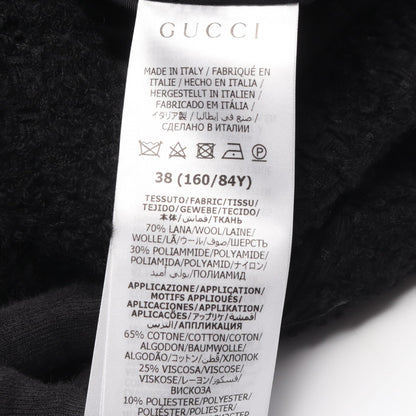 GUCCI Interlocking G Button Tweed Collarless Jacket Size 38