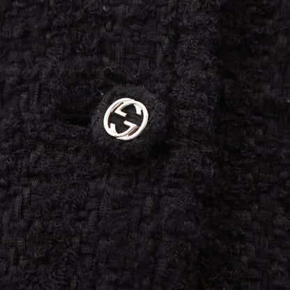 GUCCI Interlocking G Button Tweed Collarless Jacket Size 38