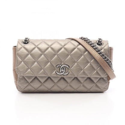 CHANEL Matelassé Calf Leather Bag Brown
