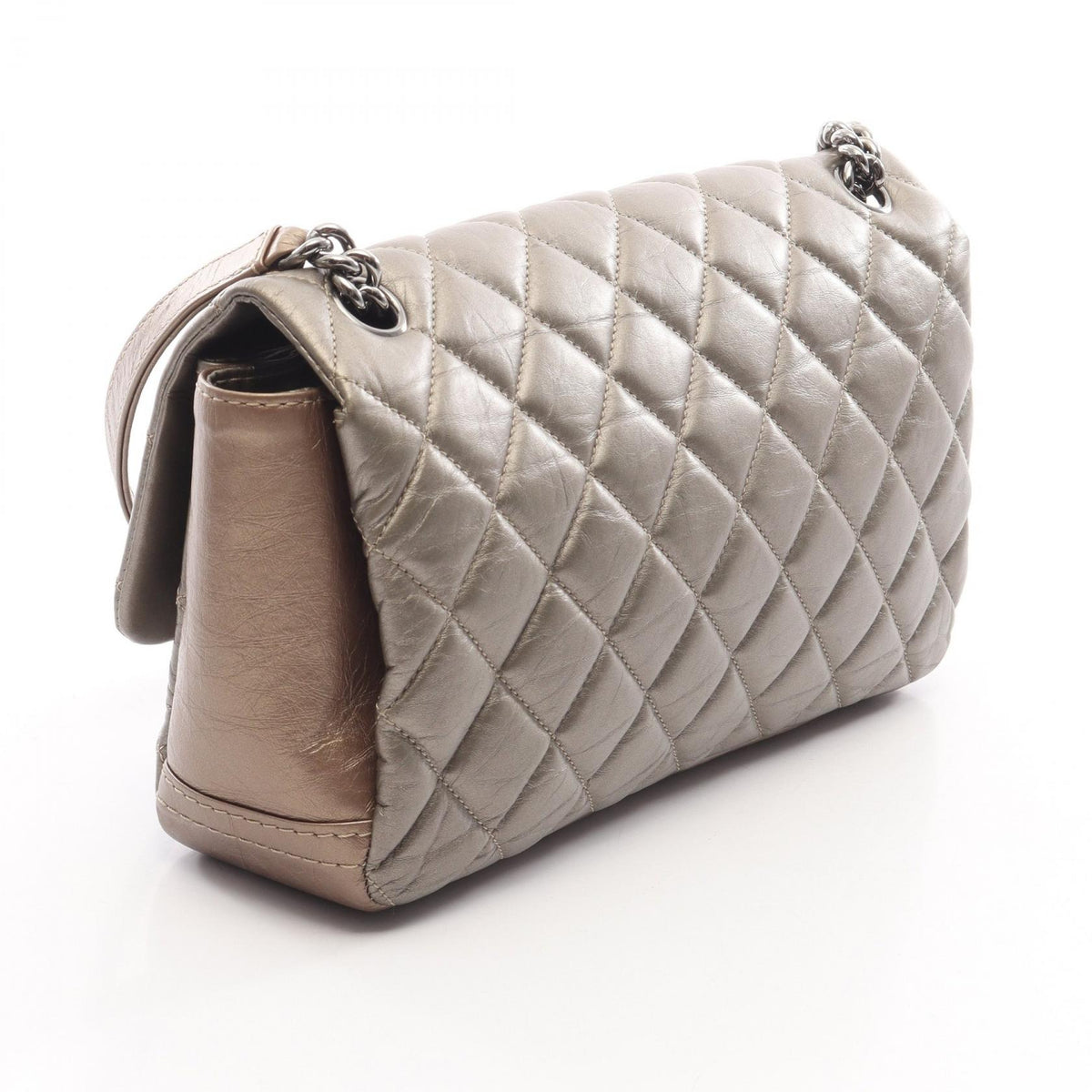 CHANEL Matelassé Calf Leather Bag Brown