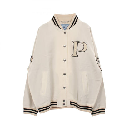 PRADA Kid Mohair Patch Bomber Jacket White Wool Size 40