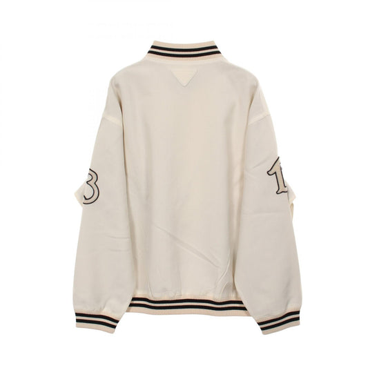 PRADA Kid Mohair Patch Bomber Jacket White Wool Size 40