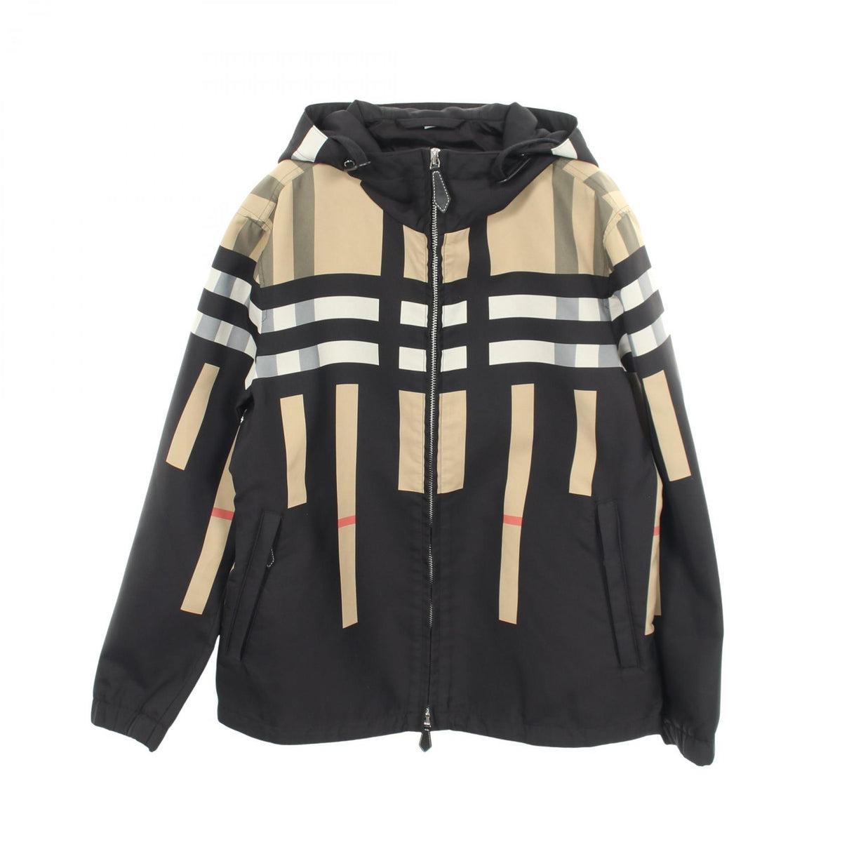 BURBERRY LONDON Splice Check Hooded Jacket Black Size M