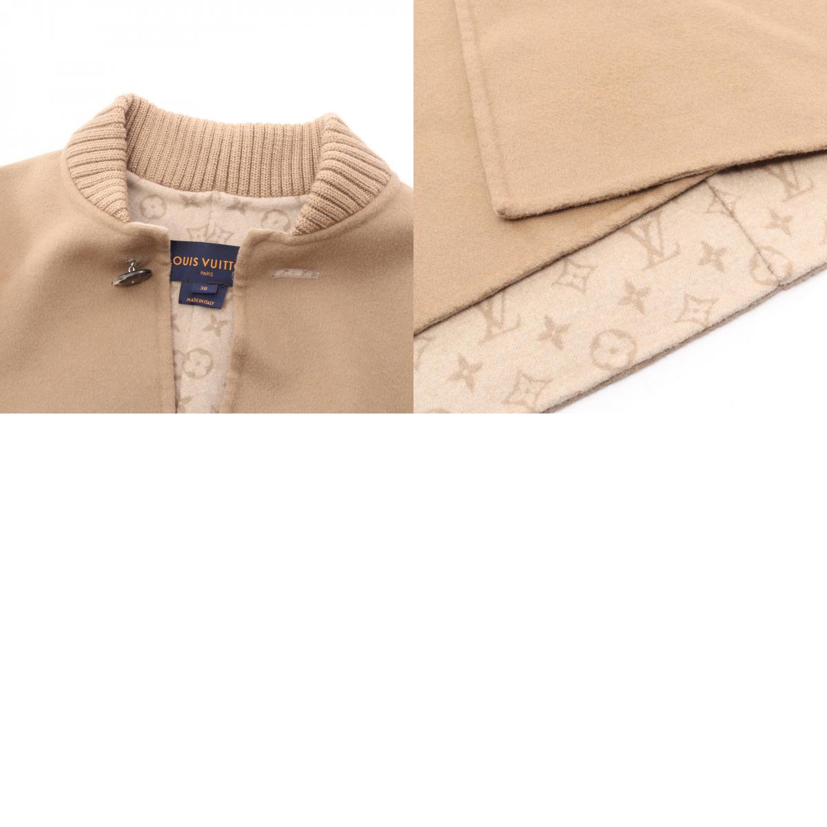 LOUIS VUITTON Slouchy Long Wool Silk Jacket Beige Size 38