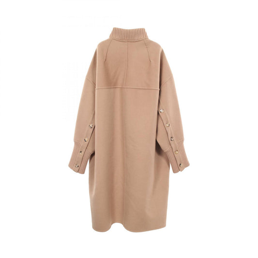 LOUIS VUITTON Slouchy Long Wool Silk Jacket Beige Size 38