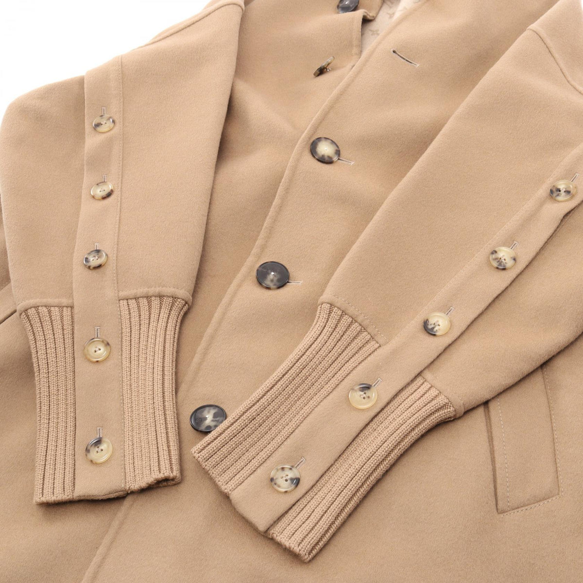 LOUIS VUITTON Slouchy Long Wool Silk Jacket Beige Size 38