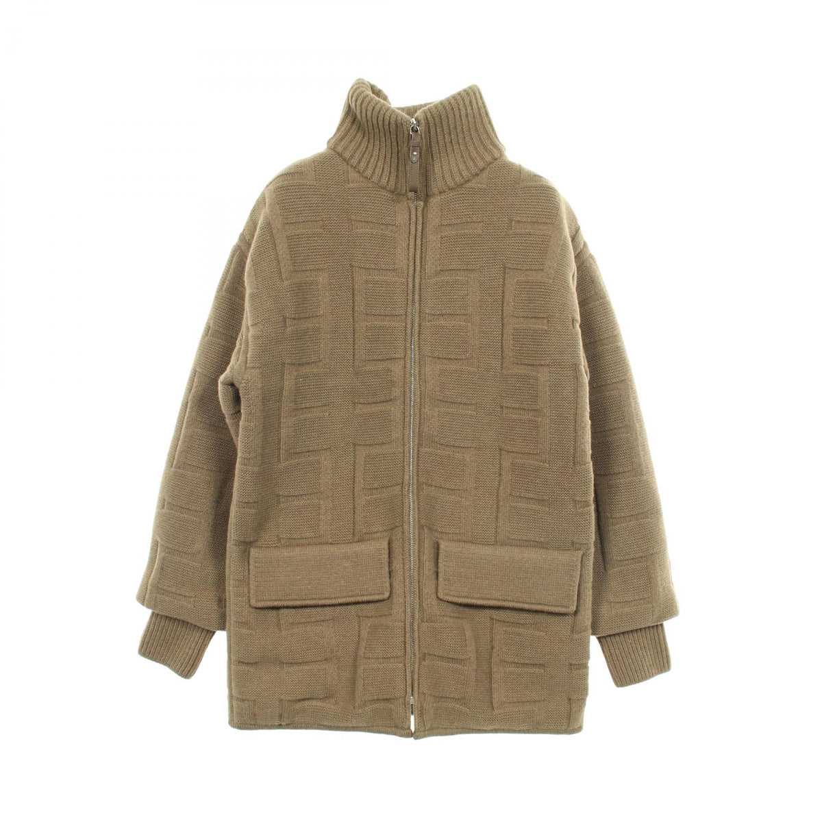 HERMES H H-Pattern Knit Wool Down Jacket Size 34