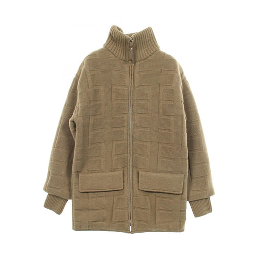 HERMES H H-Pattern Knit Wool Down Jacket Size 34