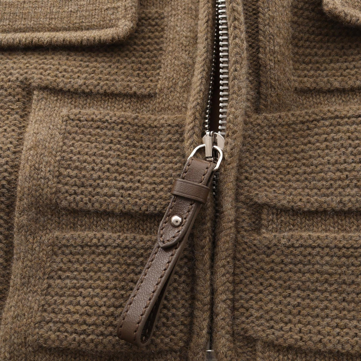 HERMES H H-Pattern Knit Wool Down Jacket Size 34