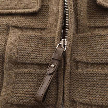HERMES H H-Pattern Knit Wool Down Jacket Size 34