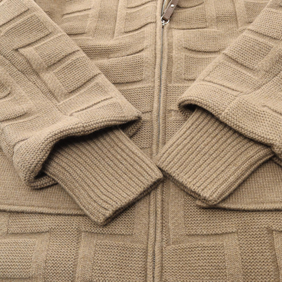 HERMES H H-Pattern Knit Wool Down Jacket Size 34