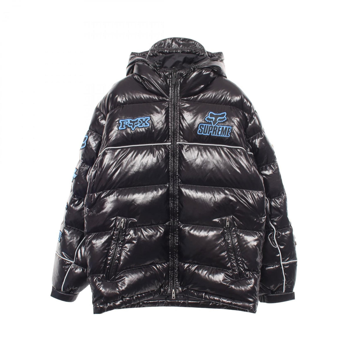 Supreme x Fox Racing Shiny Hooded Puffer Jacket Black Size S