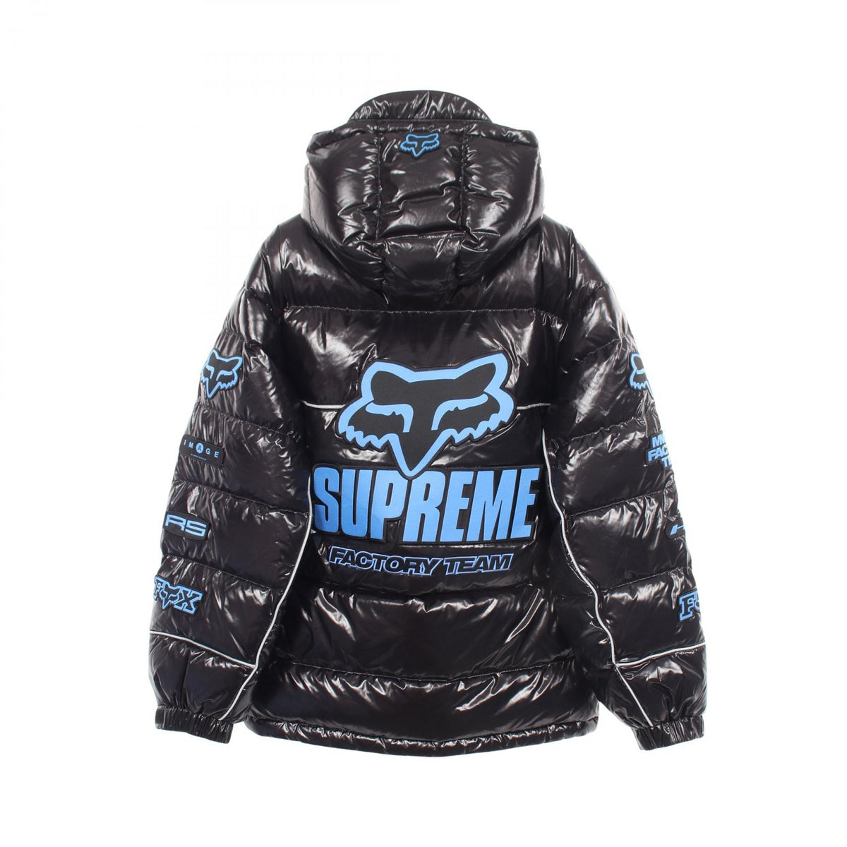 Supreme x Fox Racing Shiny Hooded Puffer Jacket Black Size S