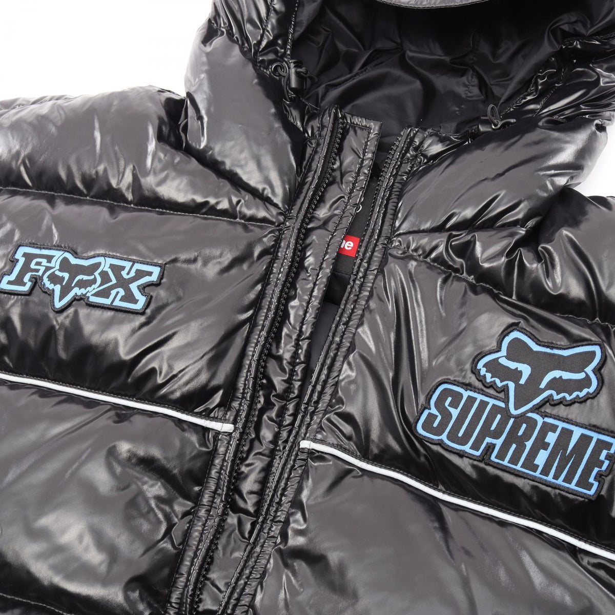 Supreme x Fox Racing Shiny Hooded Puffer Jacket Black Size S