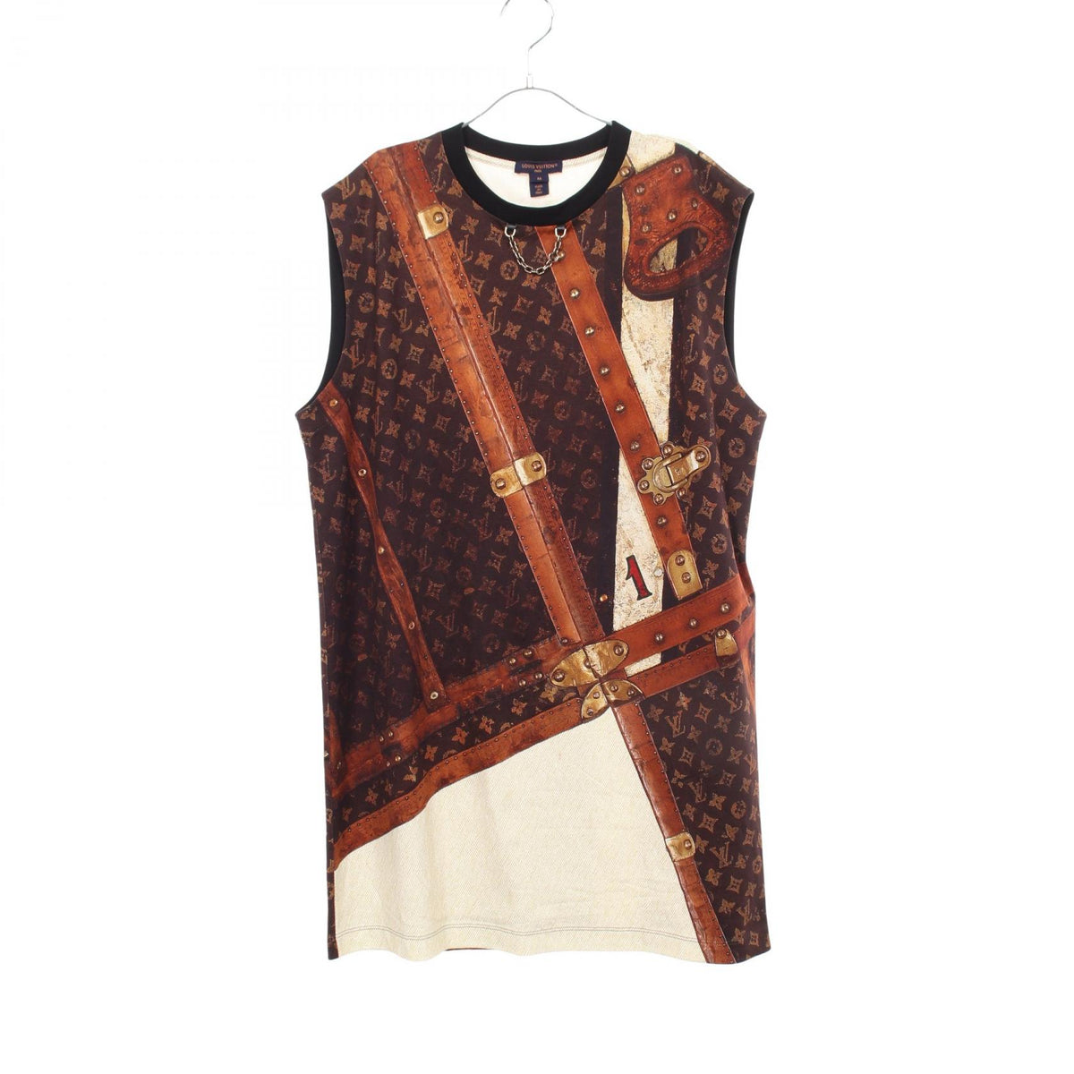 LOUIS VUITTON LV Trunk Print Sleeveless Dress Brown Size M