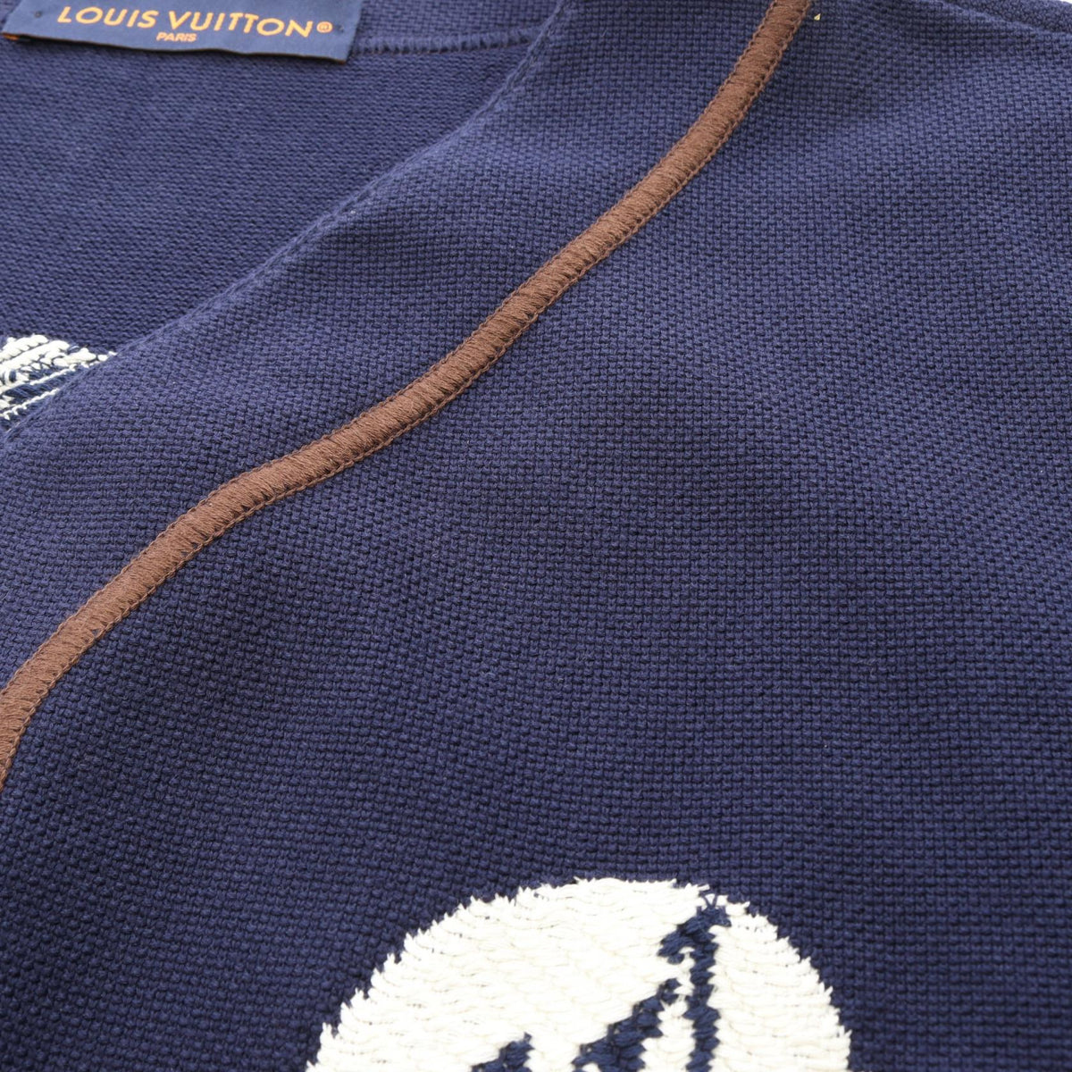 LOUIS VUITTON Baseball Cotton Cardigan Navy Size L