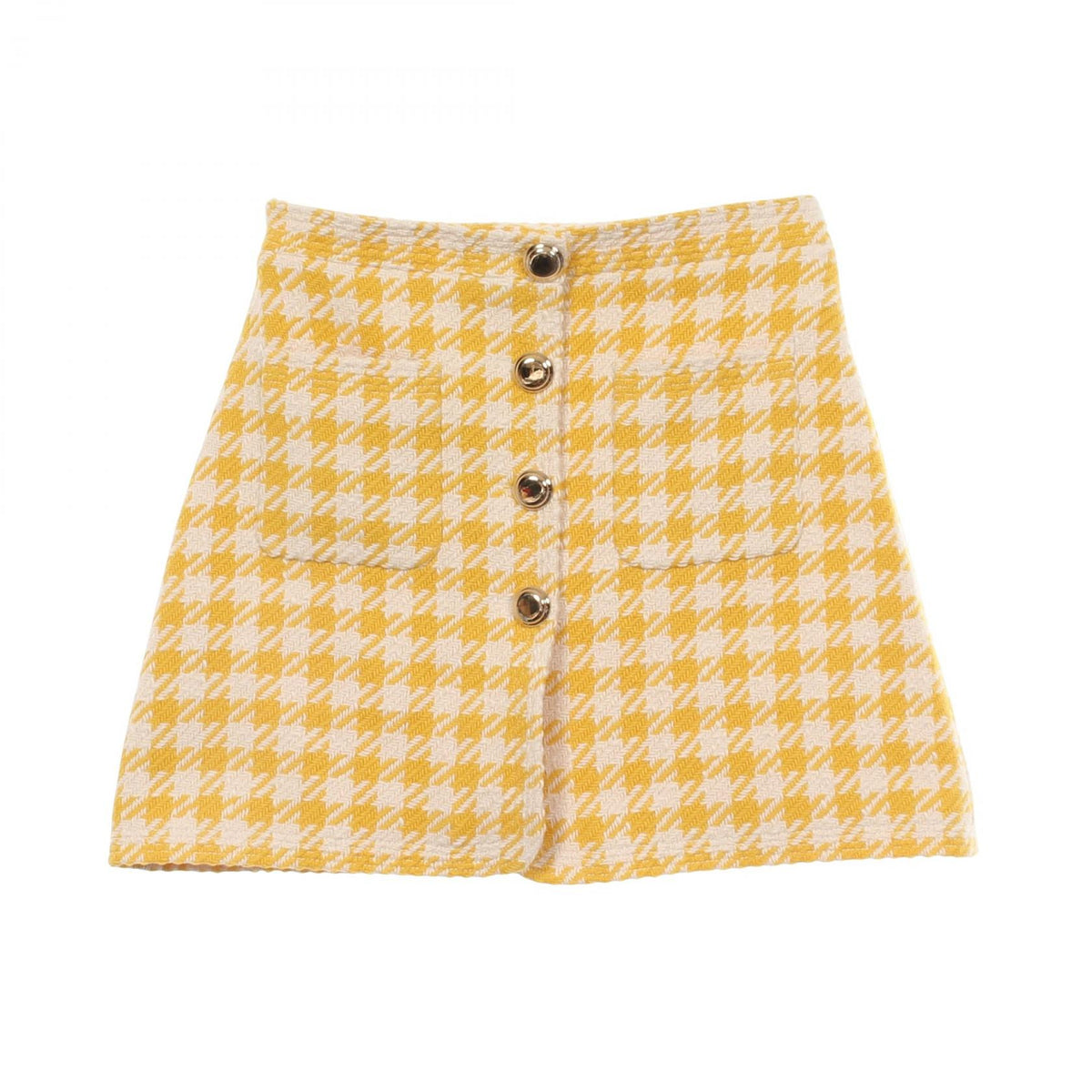 Miu Miu Houndstooth Tweed Skirt Yellow Wool Size 40