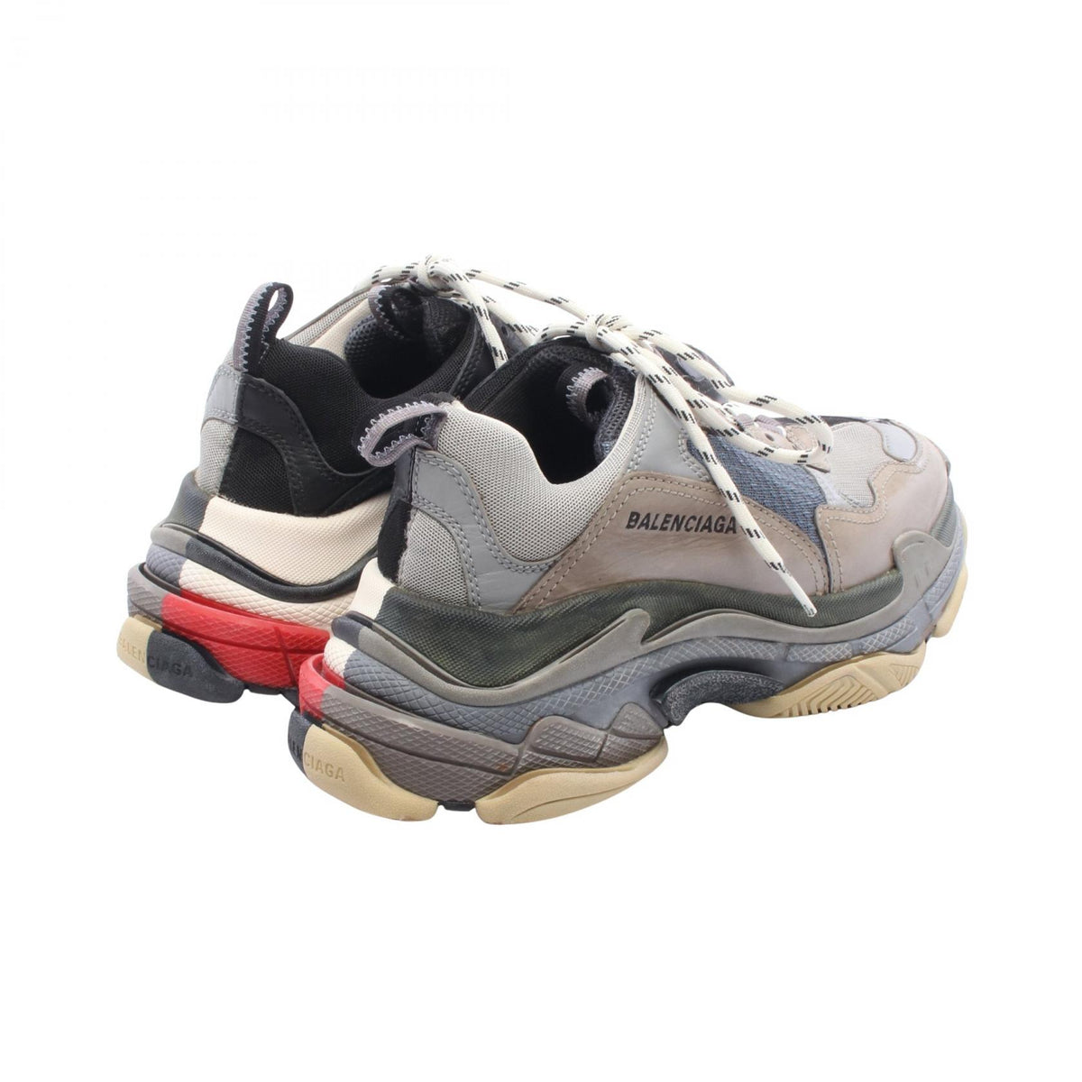 BALENCIAGA Triple S Split Leather Sneakers Black Size 26.5cm