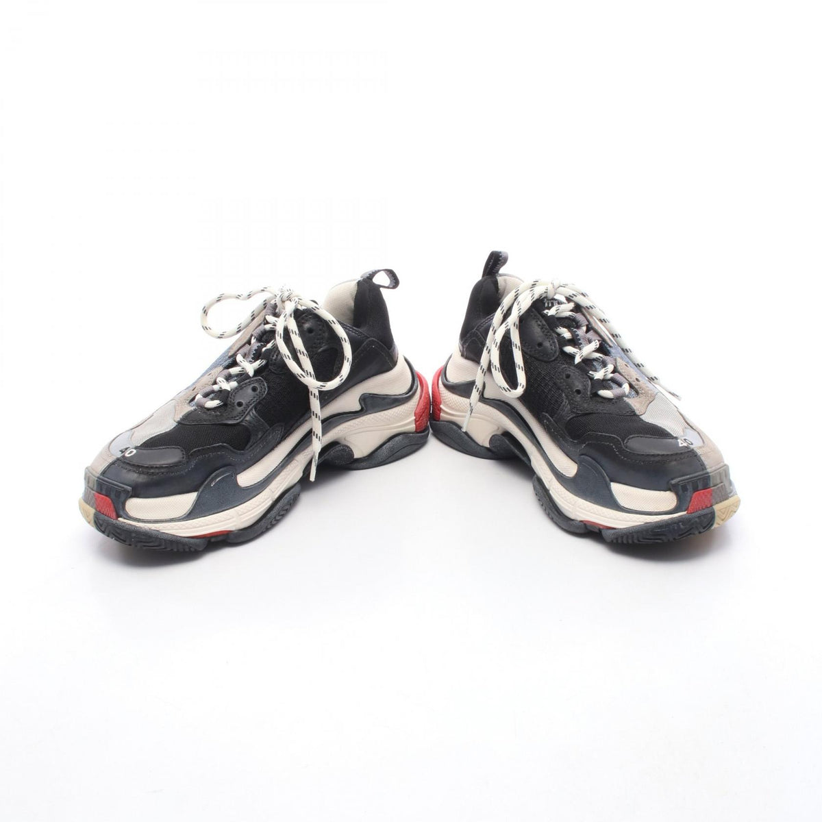 BALENCIAGA Triple S Split Leather Sneakers Black Size 26.5cm