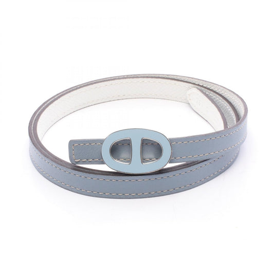HERMES Chaine d'Ancre Reversible Leather Belt Blue Size 75