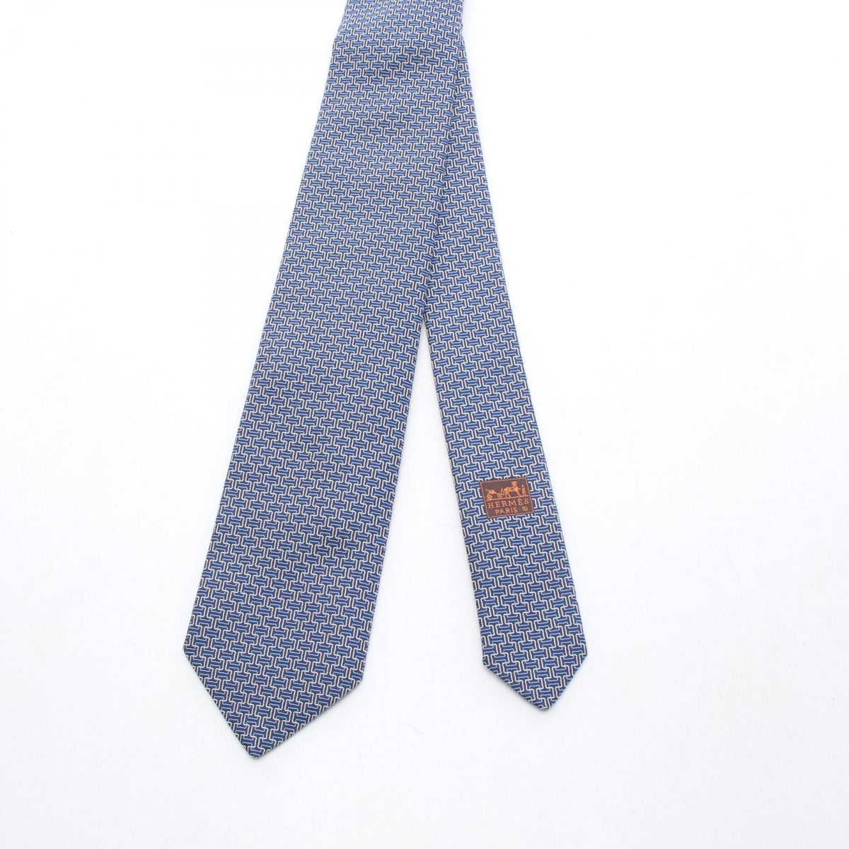 HERMES All-Over Pattern Silk Tie Blue