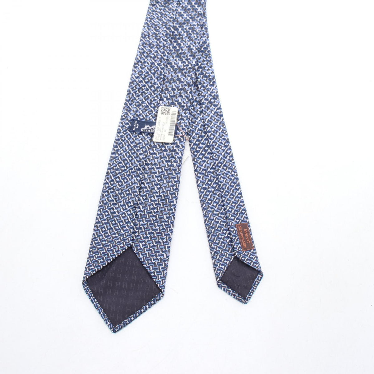 HERMES All-Over Pattern Silk Tie Blue