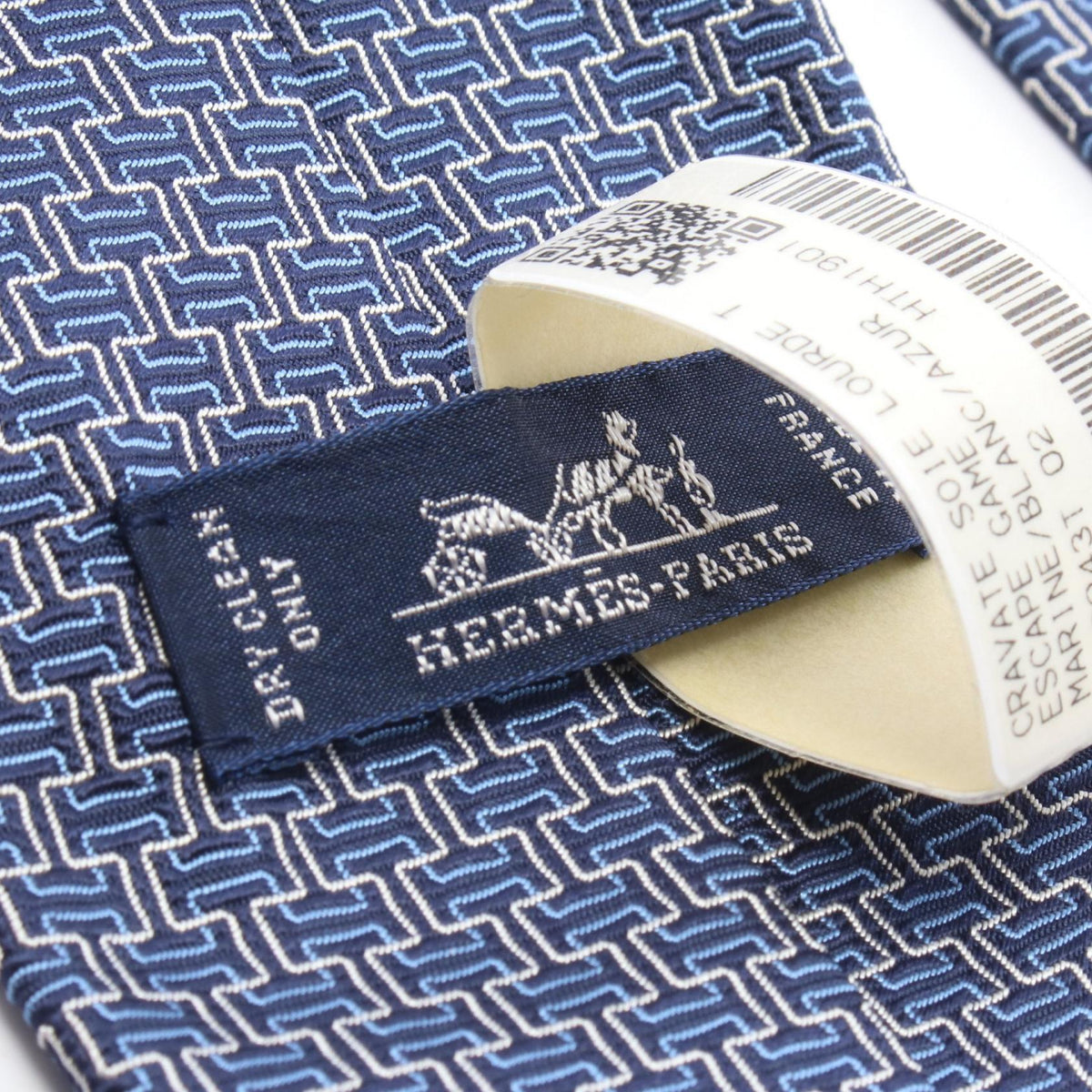 HERMES All-Over Pattern Silk Tie Blue