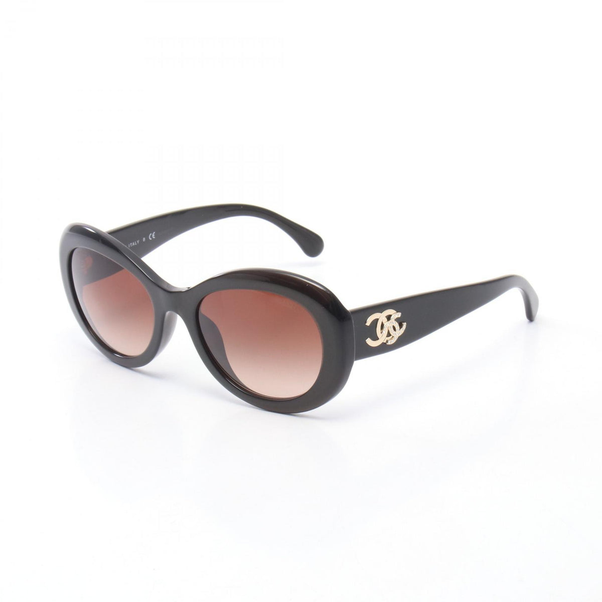 CHANEL CC Mark Rhinestone Sunglasses Brown