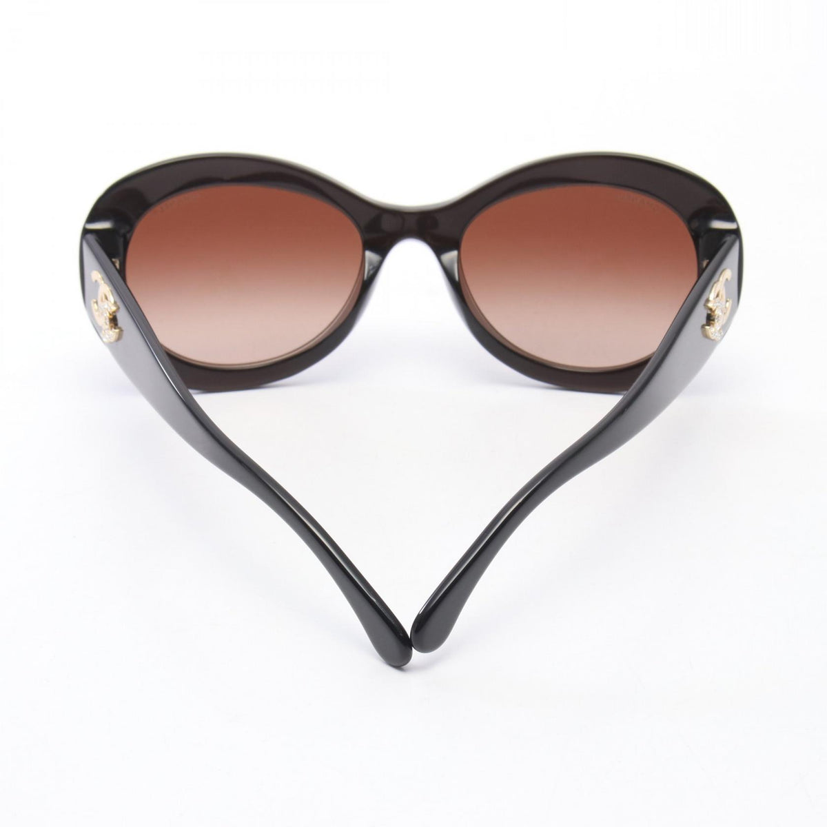 CHANEL CC Mark Rhinestone Sunglasses Brown