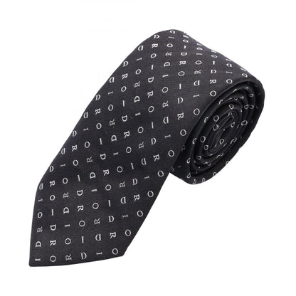 Dior Logo Patterned Silk Tie Black/White/Gray