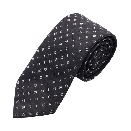 Dior Logo Patterned Silk Tie Black/White/Gray