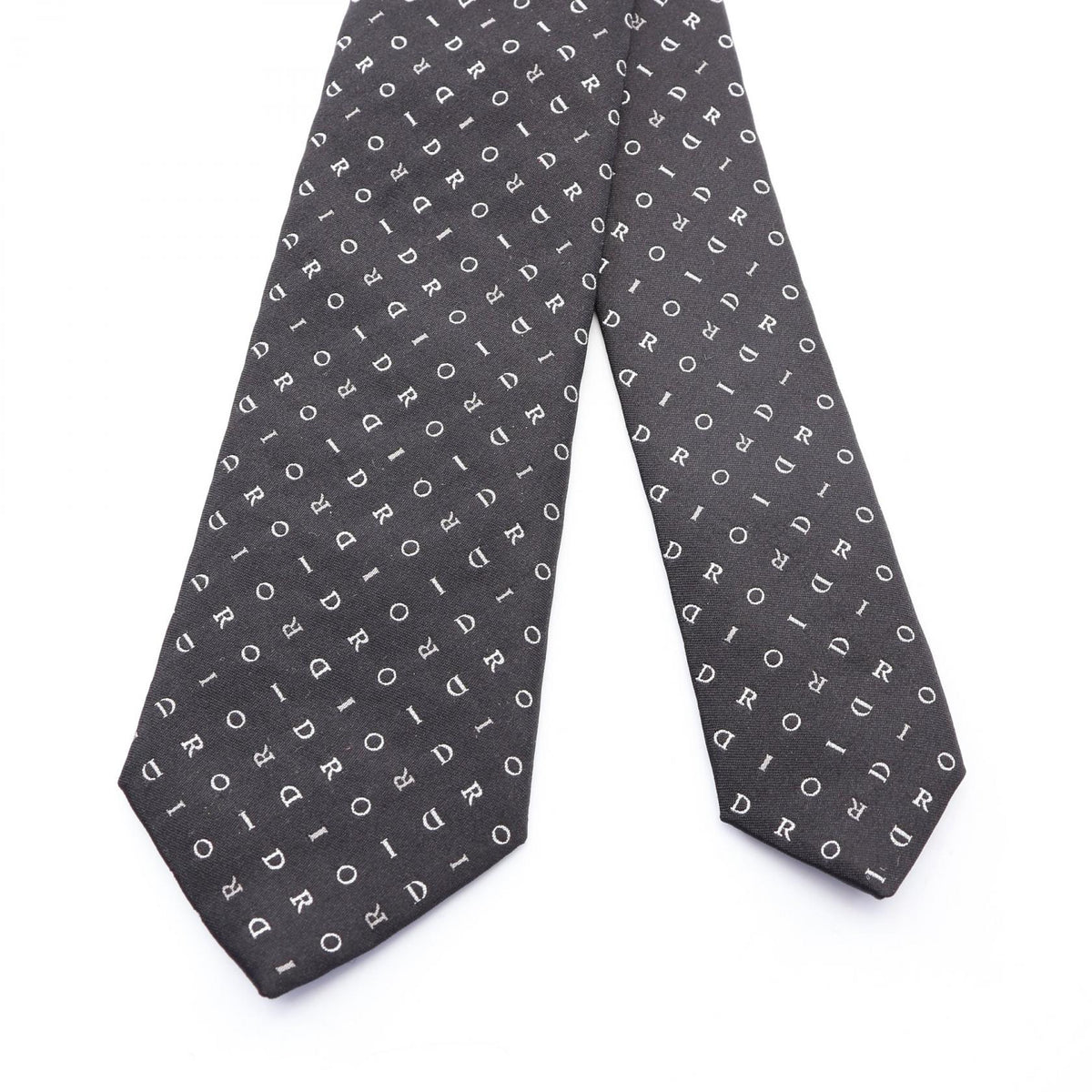 Dior Logo Patterned Silk Tie Black/White/Gray
