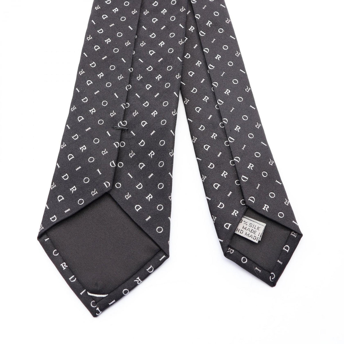 Dior Logo Patterned Silk Tie Black/White/Gray