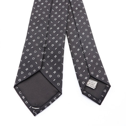 Dior Logo Patterned Silk Tie Black/White/Gray