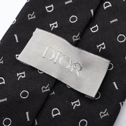 Dior Logo Patterned Silk Tie Black/White/Gray