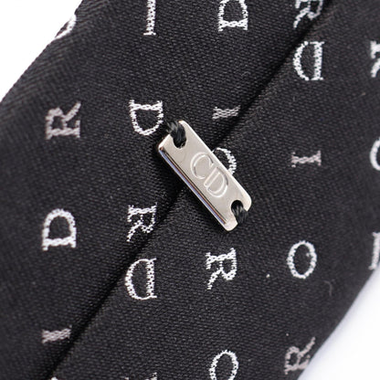 Dior Logo Patterned Silk Tie Black/White/Gray