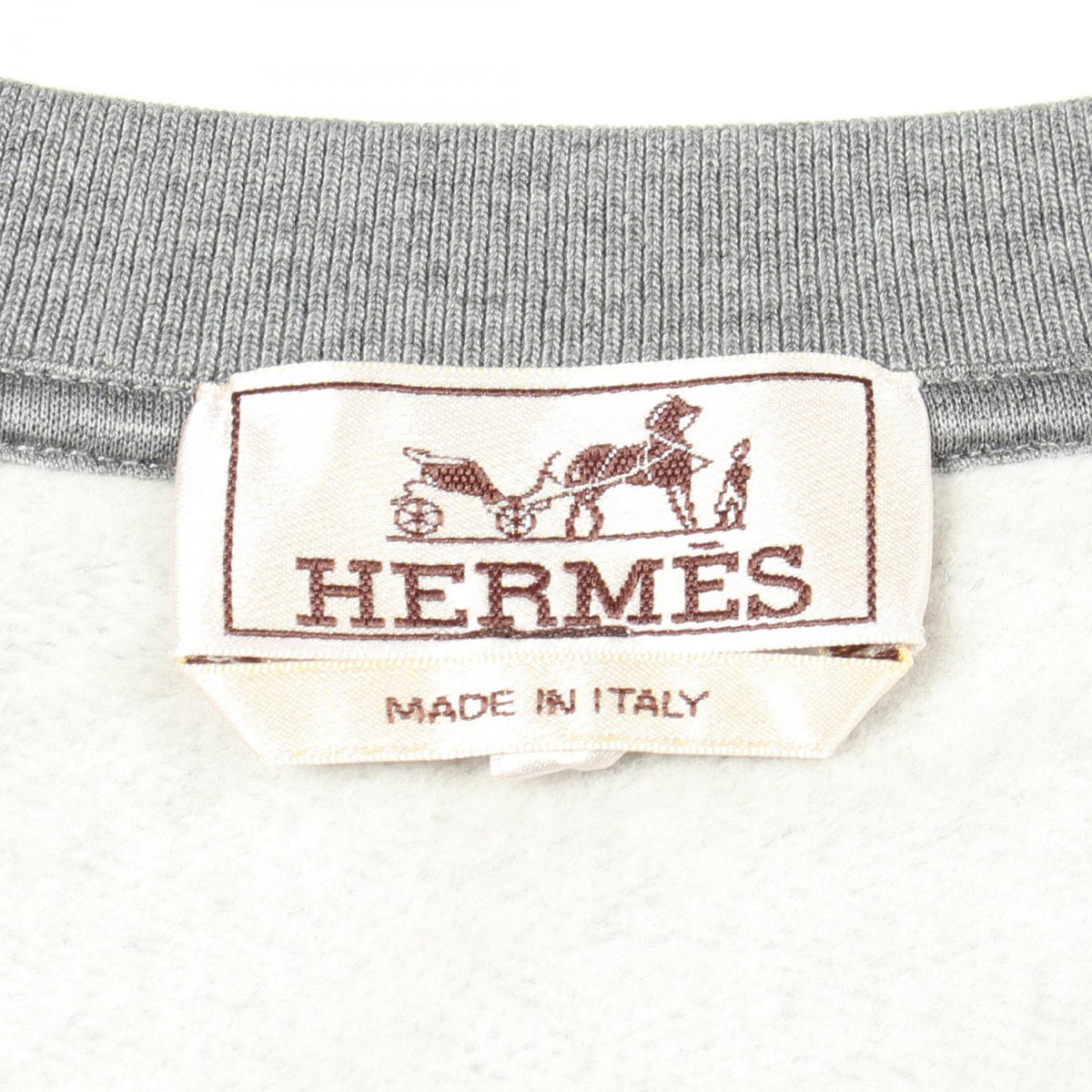 HERMES Leather Patch Cotton Sweatshirt Gray Size M