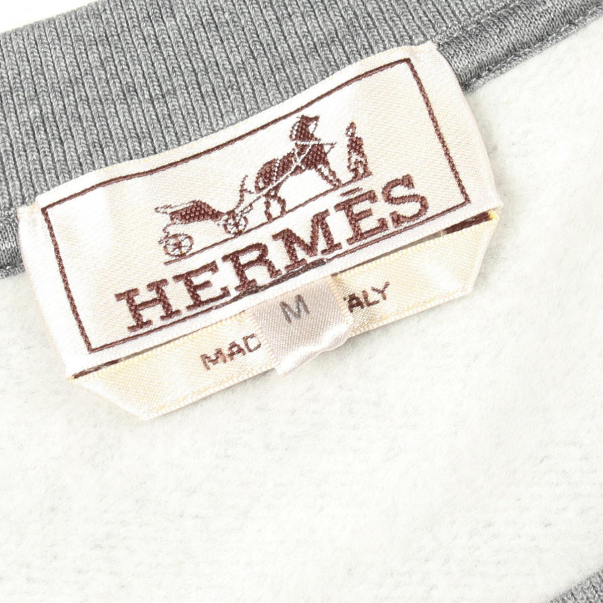 HERMES Leather Patch Cotton Sweatshirt Gray Size M
