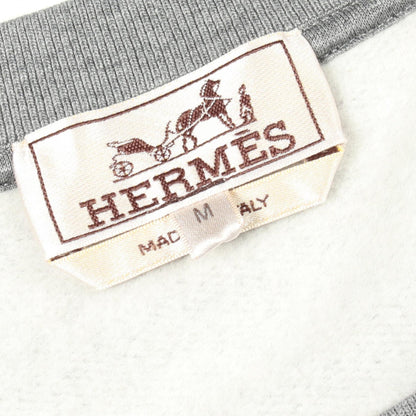 HERMES Leather Patch Cotton Sweatshirt Gray Size M