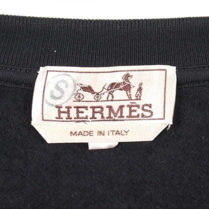 HERMES Navy Leather Patch Cotton Sweatshirt Size L