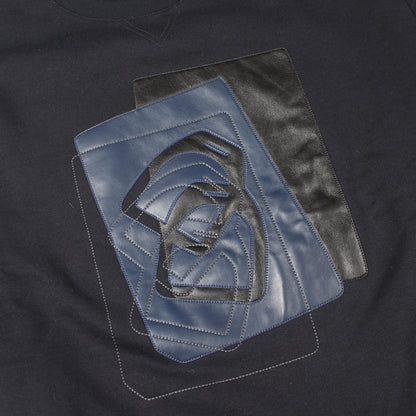 HERMES Navy Leather Patch Cotton Sweatshirt Size L