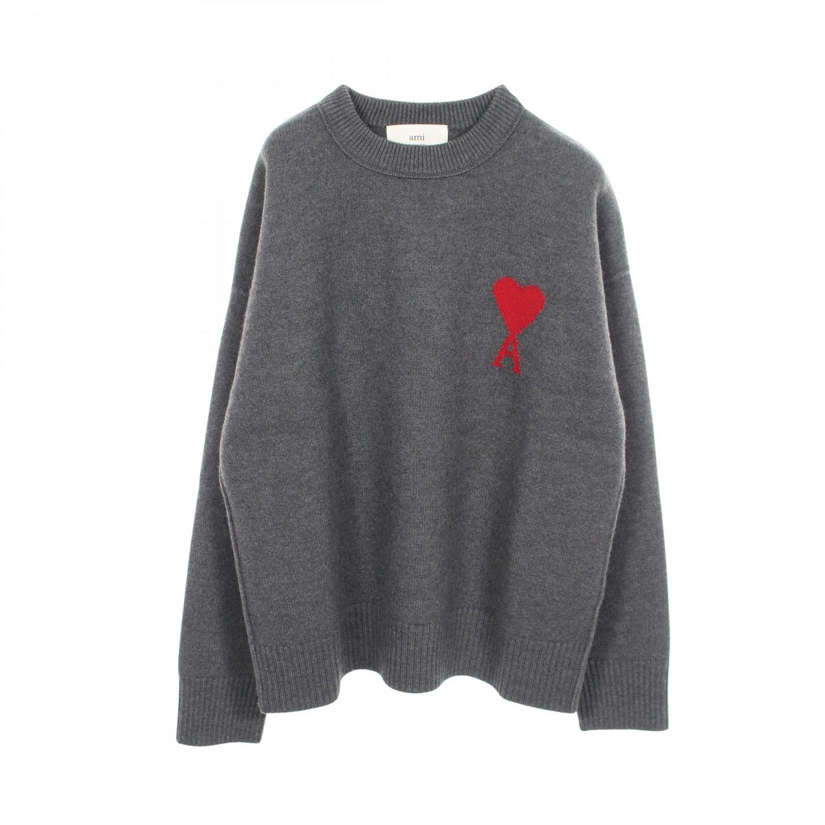 AMI de Coeur Heart Logo Wool Sweater Gray Size L