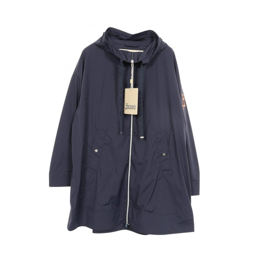 Herno Hooded Nylon Coat Navy Blue Size 42