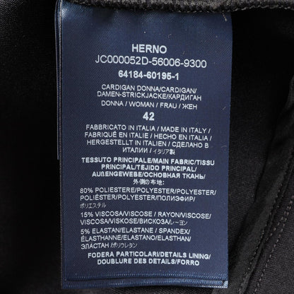 Herno Sequin Polyester Hoodie Black Size 42
